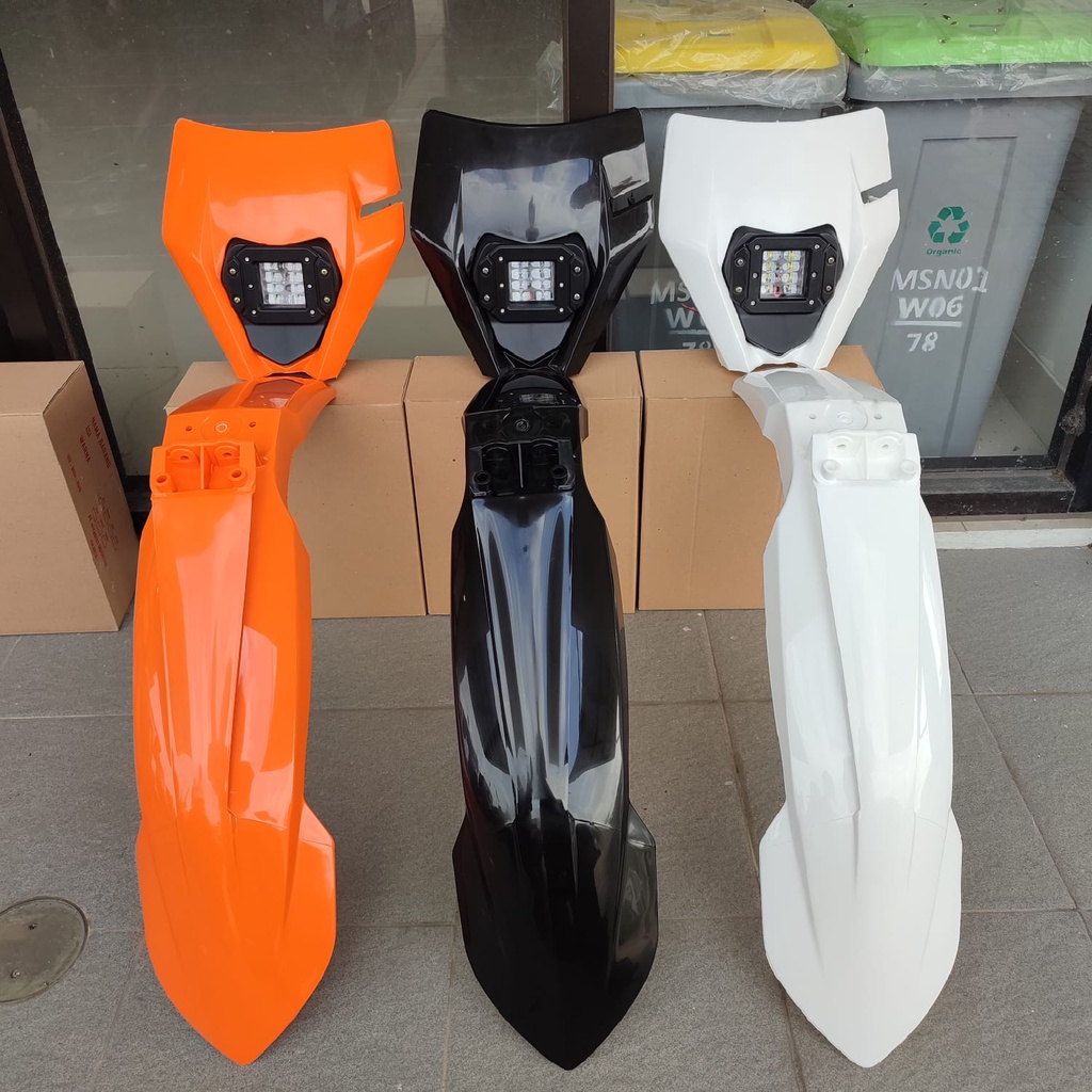 SPAKBOR DAN LAMPU KTM 250/SLEBOR DAN BATOK LAMPU KTM 250/KEDOK LAMPU DEPAN KTM LED