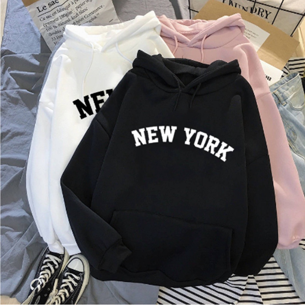 Sweater Hodie Basic New York Distro Keren Pria Wanita Switer Hudi Simpel Cowok Cewek Terbaru Swater 