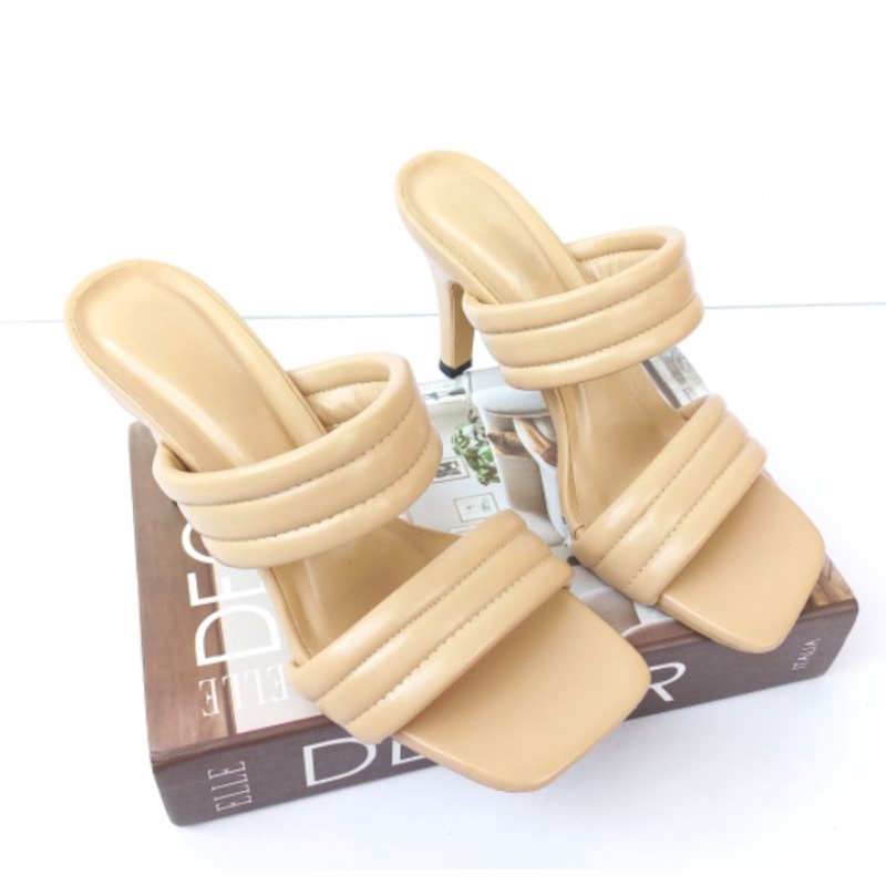 Sandal Wanita heels 9cm dobel strap busa YY 01