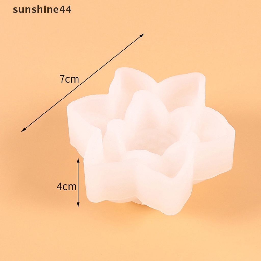 Sunshine Cetakan Silikon Bentuk Lotus 3D Untuk Membuat Lilin / Clay / Epoxy Resin DIY