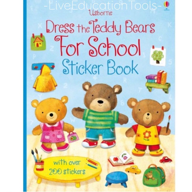 USBORNE DRESS THE TEDDY BEARS FOR SCHOOL - STICKER BOOK.