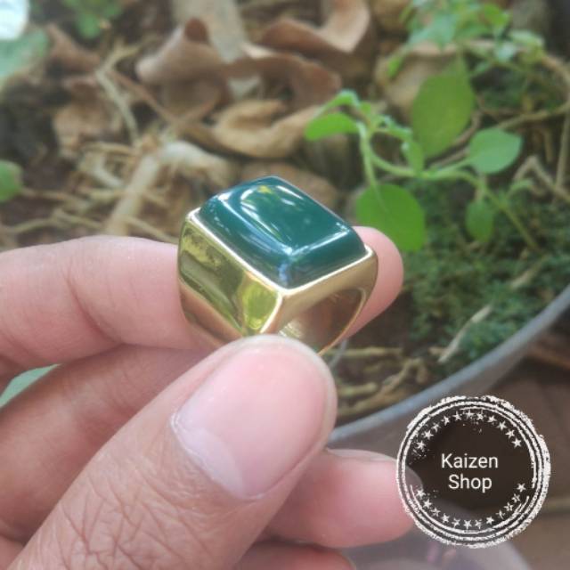 Cincin Natural ijo garut ohen chalcedony model kotak