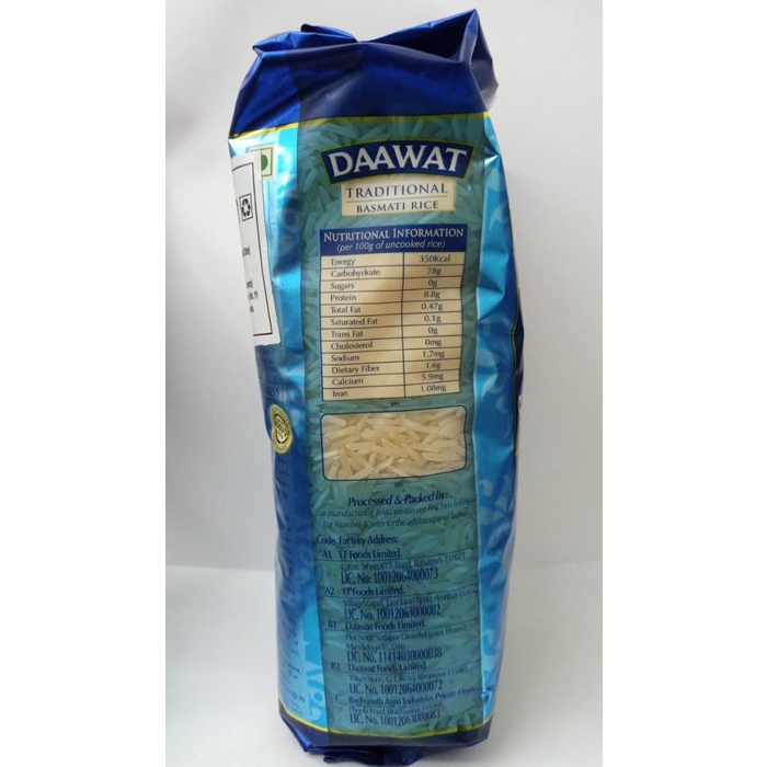 

fs2011bb Daawat Traditional Basmati Rice 1 Kg Sv012Ss