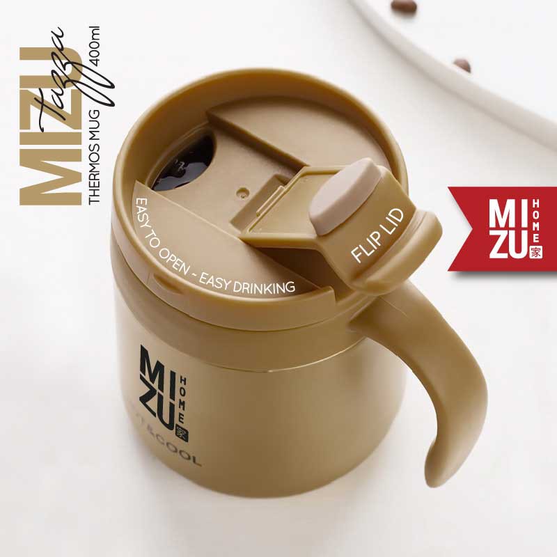 MIZU TAZZA Thermos Mug 400ml Hot & Cold Drinks 304 Stainless Steel Tumbler Cangkir Termos Stenles-3