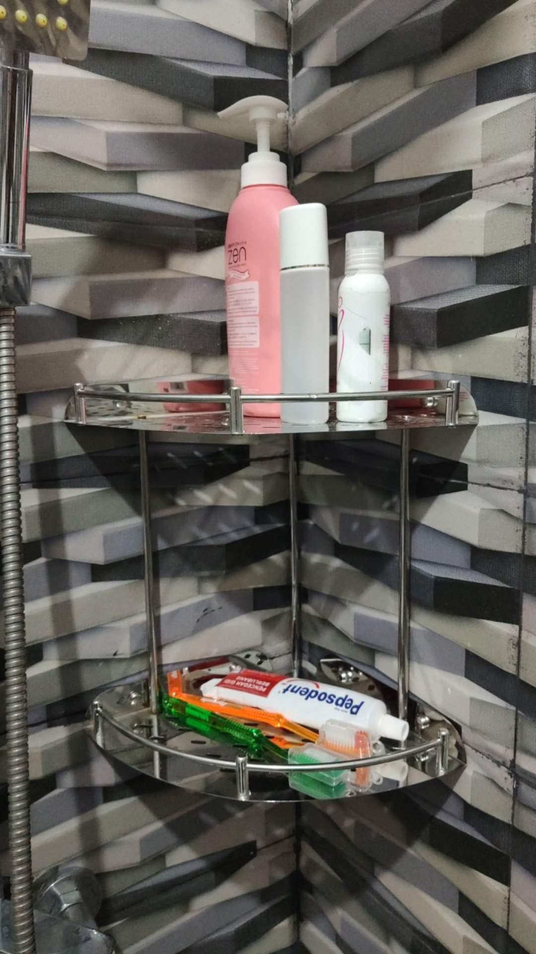 Rak Sudut / Rak Stainless / Tempat Sabun Dan Sampo 2 Susun