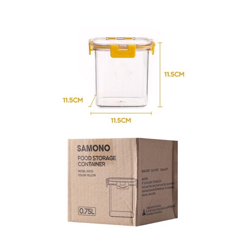 SAMONO SSC01 - SSC02 Toples Makanan Plastik Food Storage Box Container 4 PengunciTempat Penyimpanan Makanan Kering Anti Tumpah