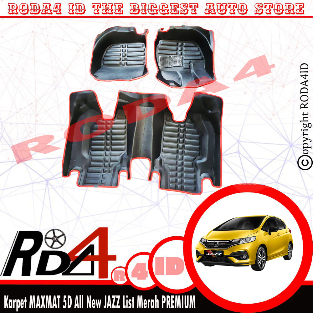 PREMIUM Karpet Mobil 5D Maxmat All New  Jazz IMPORT List Merah