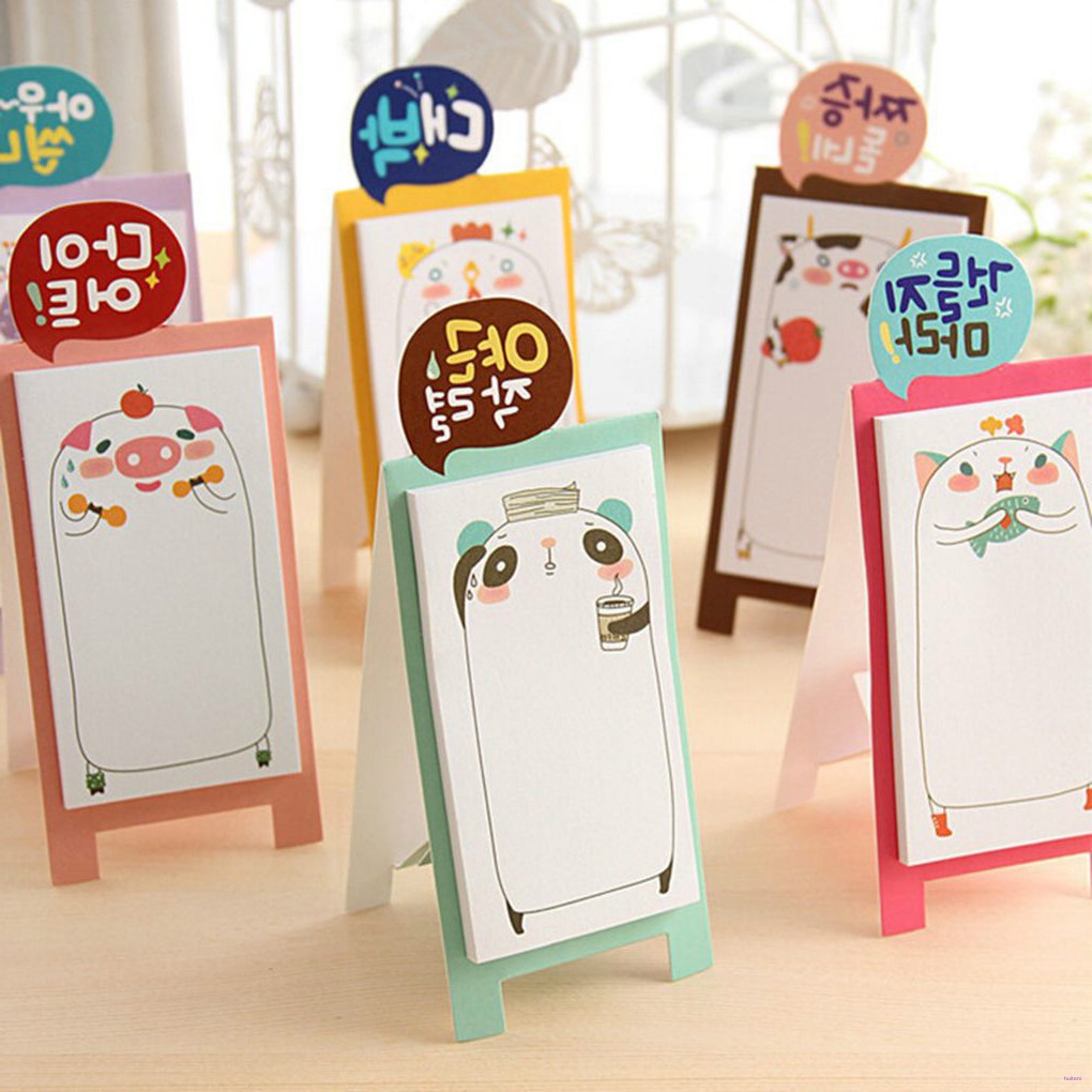 Stiker Memo Pad Sticky Note Gaya Korea Dengan Stand Untuk Scrapbook