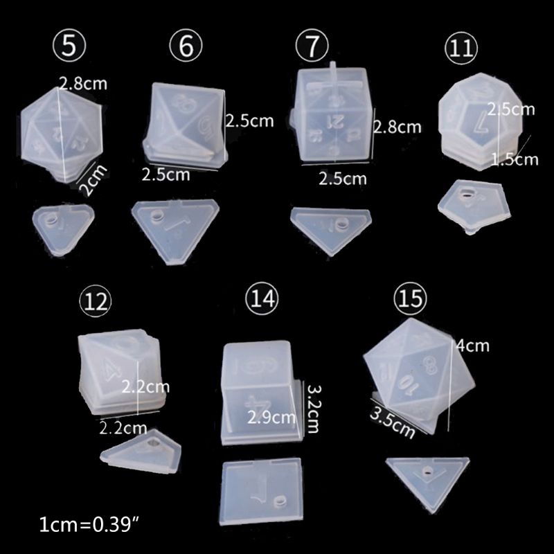 SIY  9 Shapes Dice Fillet Square Triangle Dice Mold Dice Digital Game Silicone Mould