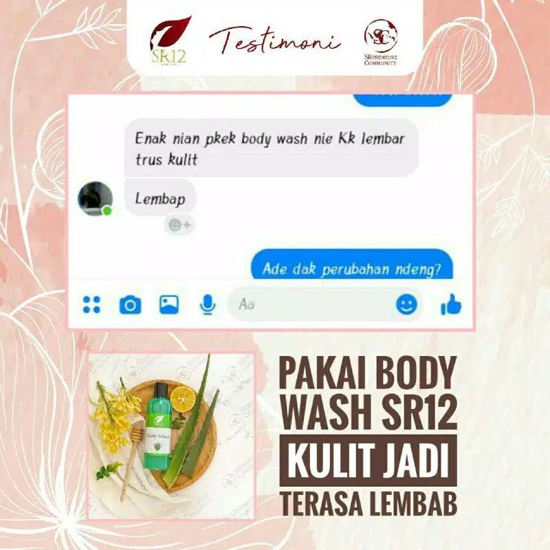 Body Wash SR12 Sabun Mandi Cair Penghilang Jerawat Punggung Pencerah Kulit Perontok Daki BPOM