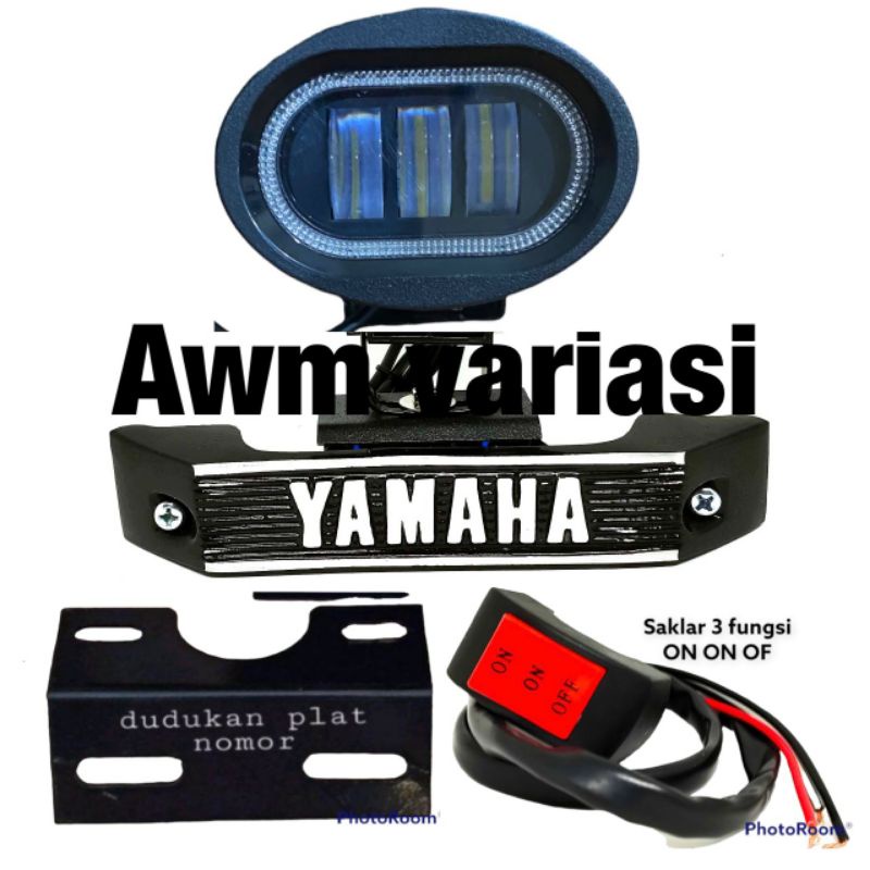 paket super ganteng yamaha rx king new dan tua kumis lampu owl 3 lensa ring biru/merah komplit sama breket nya