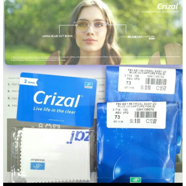 LENSA CRIZAL ESSILOR BLUE UV (BLUERAY UV420)