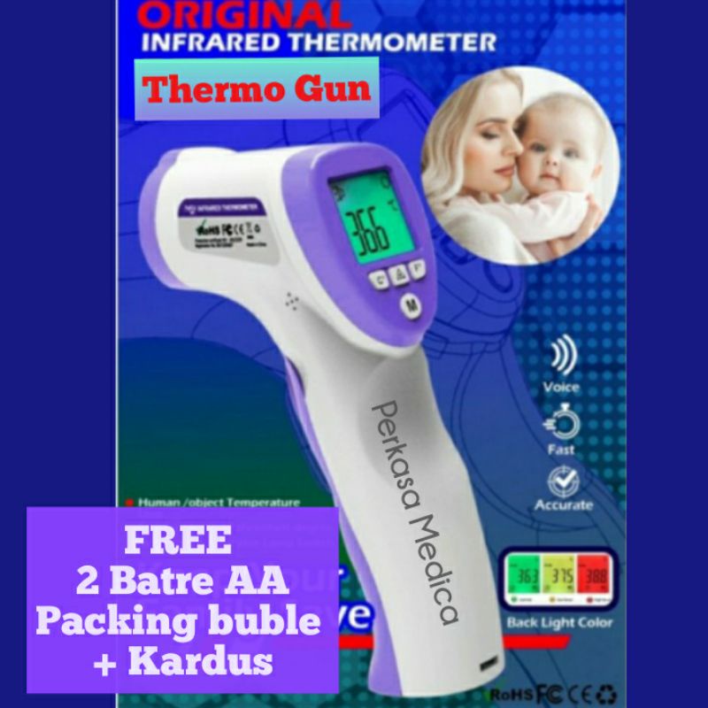 Garansi Toko Thermogun Thermometer Infrared Non Contact FREE BATREE packing buble dan dus