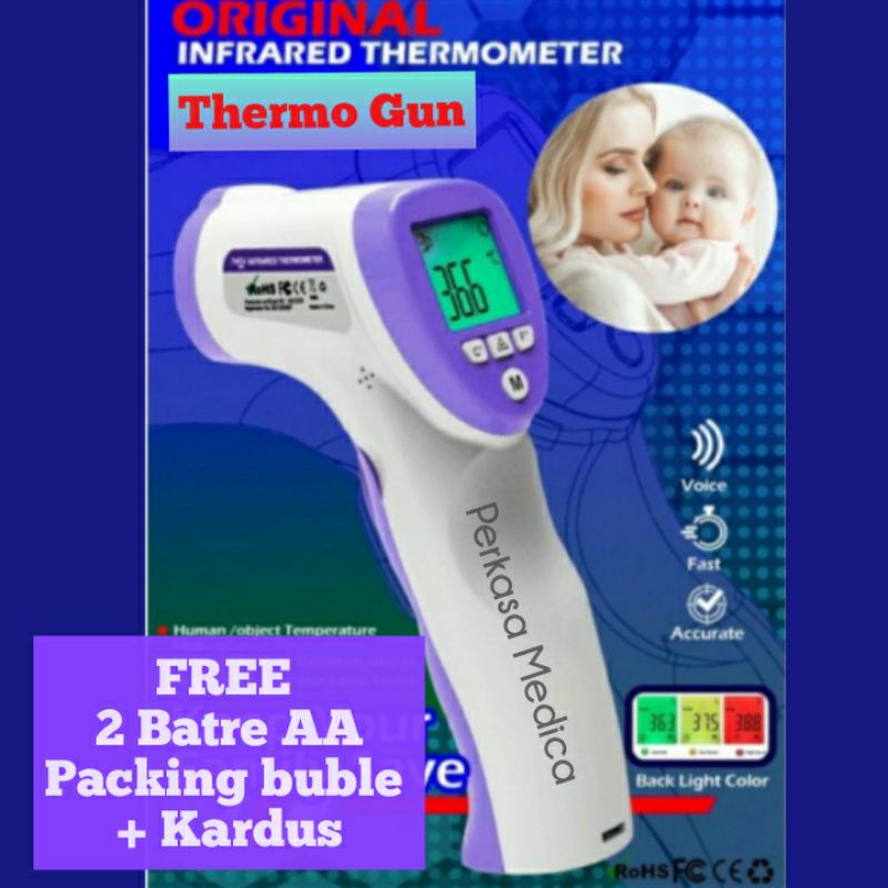 Thermogun Thermometer Infrared Non Contact FREE BATREE packing buble dan dus