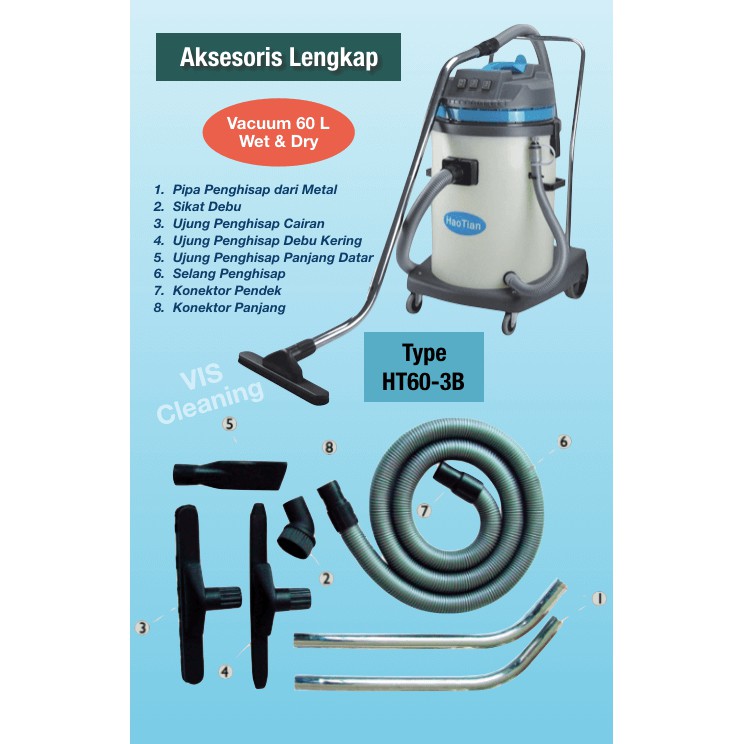 Vacuum Cleaner Plastik 60 Liter (3 Motor) Wet &amp; Dry