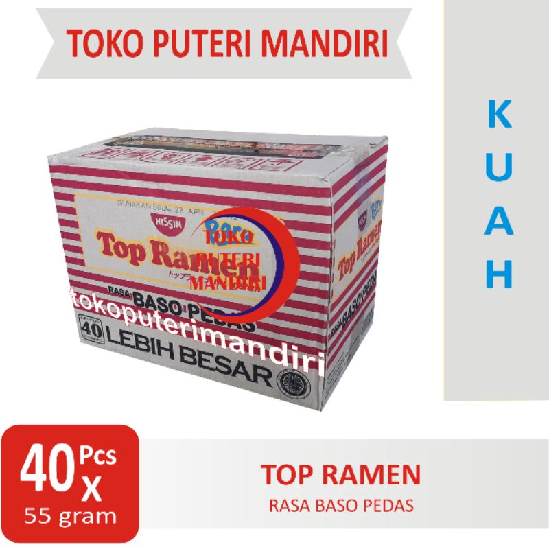 

Top Ramen Rasa Baso Pedas Dus isi 40 Pcs