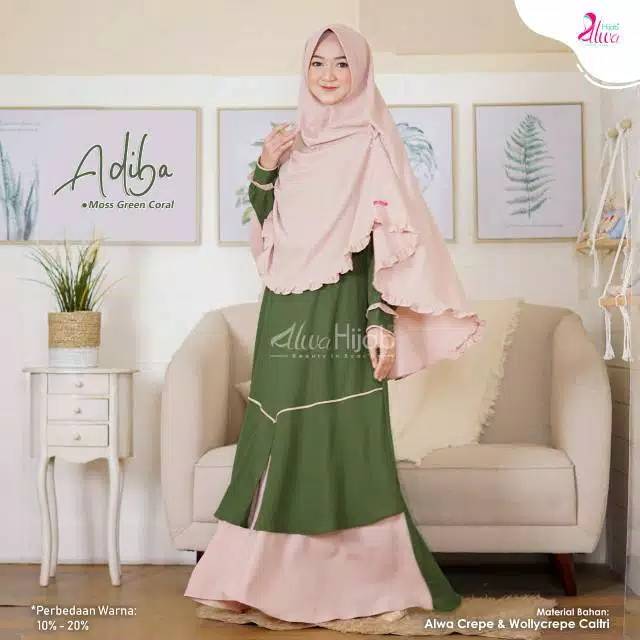 GAMIS SYARI ADIBA SET KHIMAR  || ALWA HIJAB