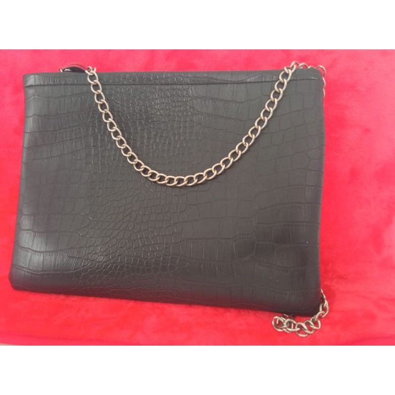 SALE SALE TAS PL KULIT CROCO ASLI, RANTAI PUTIH ELEGAN, NO MINUS, BISA NEGO