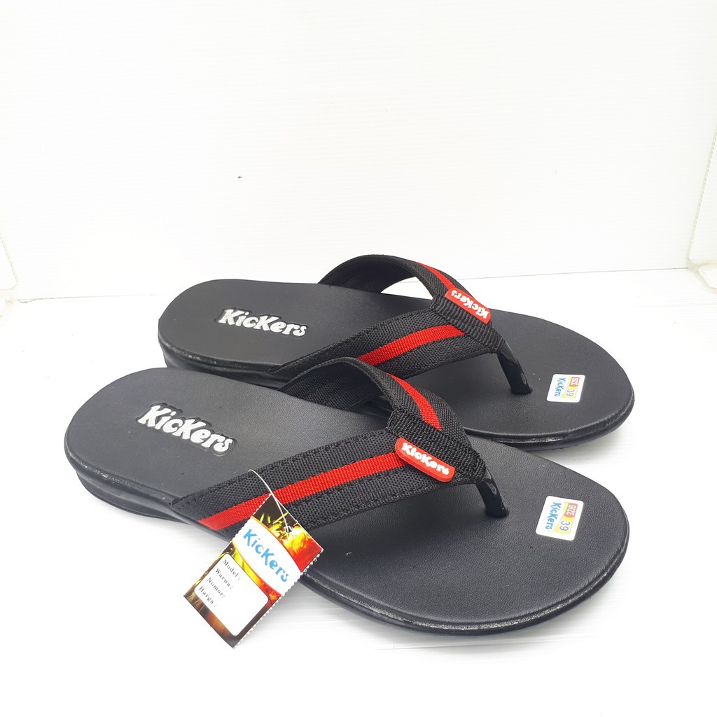 sendal jepit pria terbaru / sandal pria kasual / sandal pria kickers /mstyle-hitam