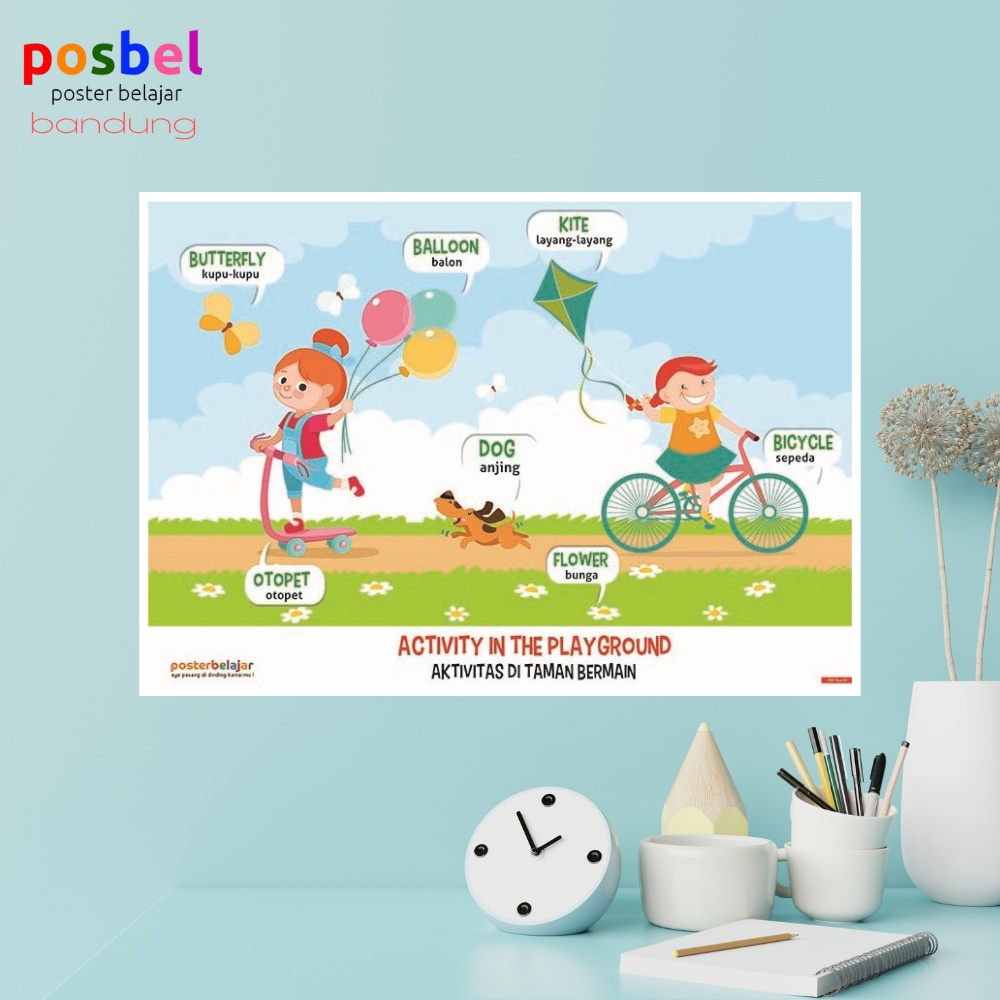Jual Poster Tema Bermain di Taman Posbel Edukasi Anak Belajar Bahasa