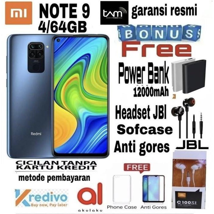Xiaomi Redmi Note 9 -Ram 4 64Gb Resmi TAM