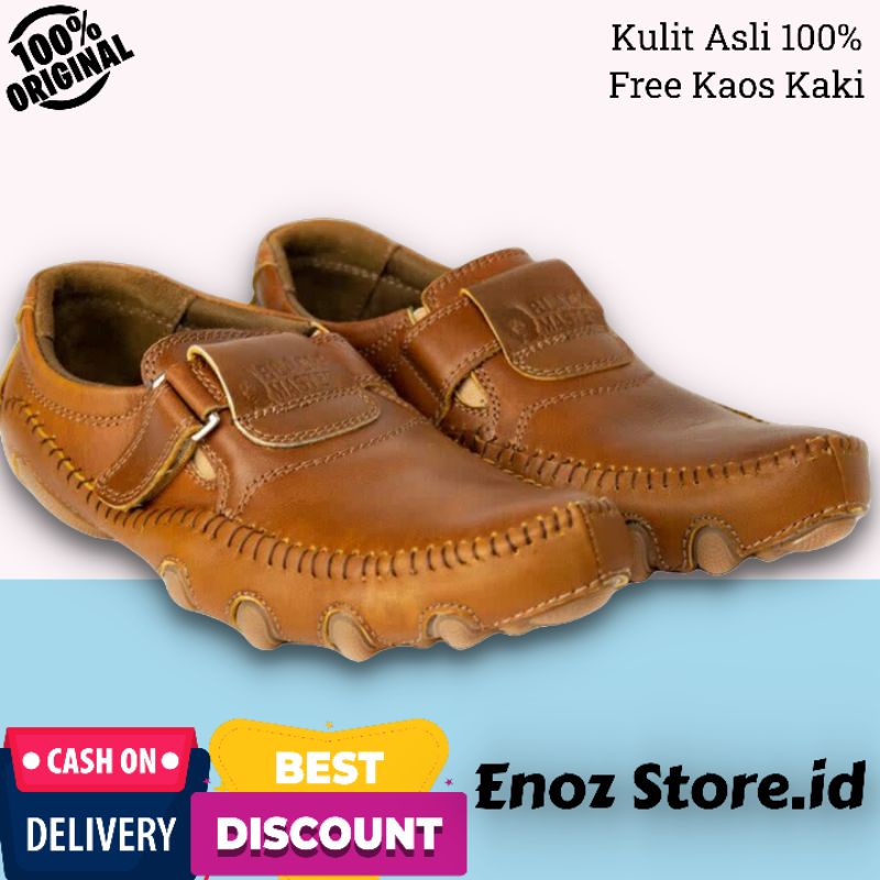 ENOZ X BOTUNA - Original Slip On Pria Kulit Asli Kasual Formal Slop Moccasin Loafers Cowo Keren Modis Kekinian