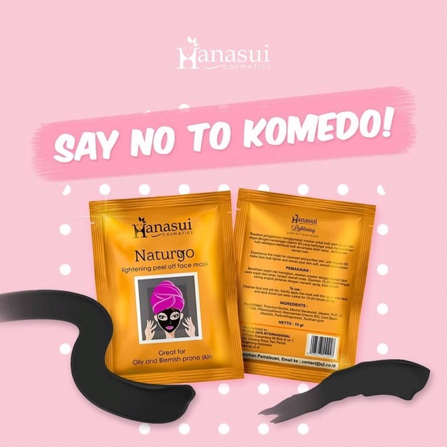 [Saset 10gr] Hanasui Naturgo Lightening | Anti Aging Peel Off Mask | Masker Lumpur Sachet (BLACK / GOLD)