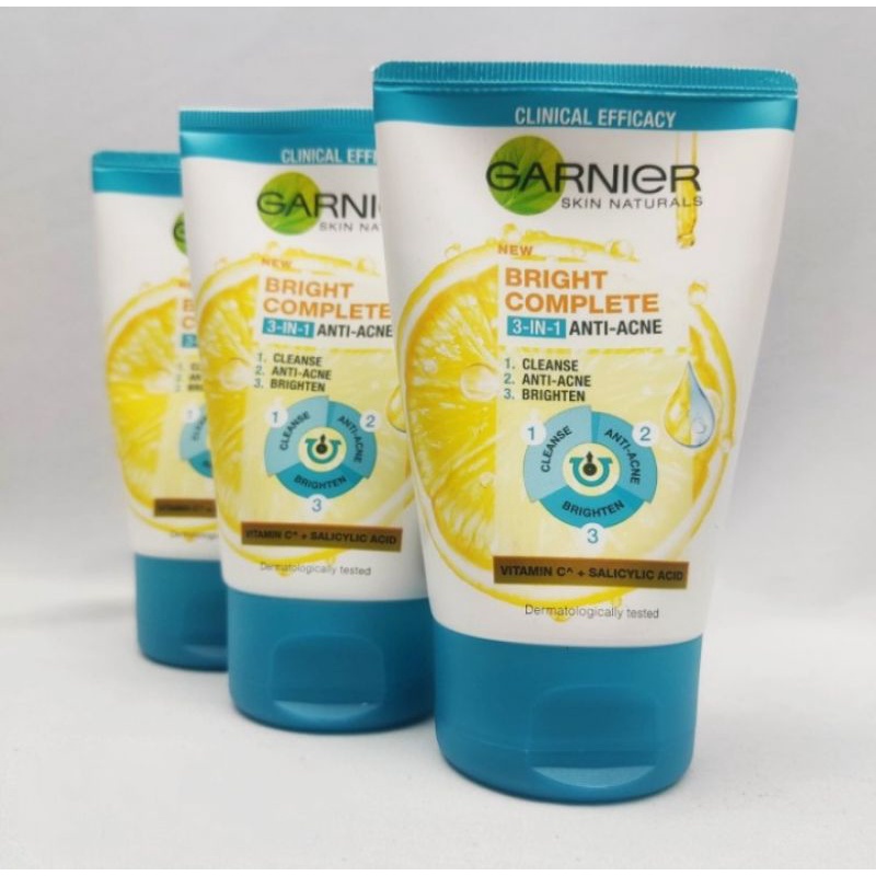 Garnier Bright Complete 3-in-1 Anti Acne Facial Wash Skin Care