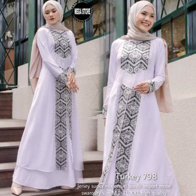Gamis Abaya Putih Premium - Gamis Abaya Arab Putih High Quality - Gamis Turkey 798