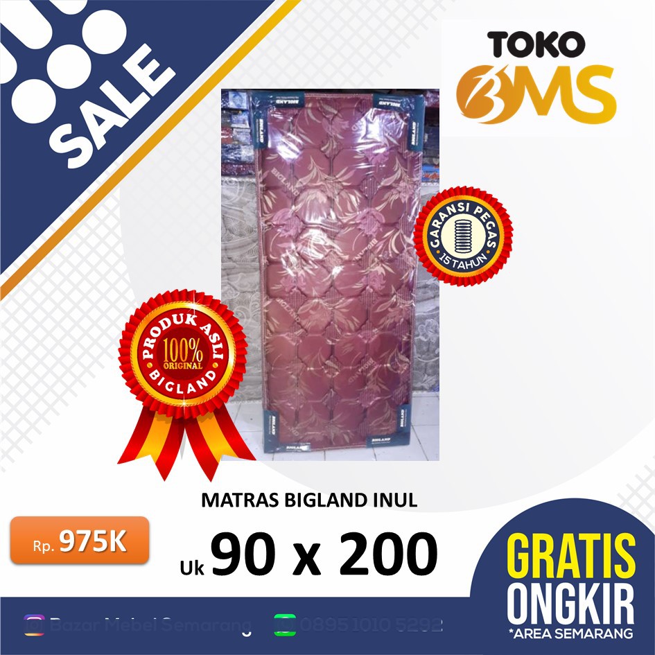 PROMO Matras Springbed Bigland Inul ukuran 90x200 Toko Bms