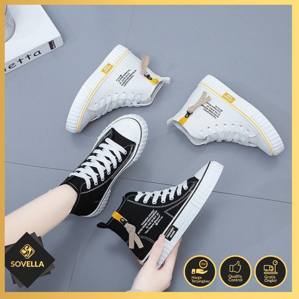 [KODE IZELG] SOVELLA Harley Sepatu Sneakers Olahraga Sport Kets Wanita Hitam Putiih Import SP1934