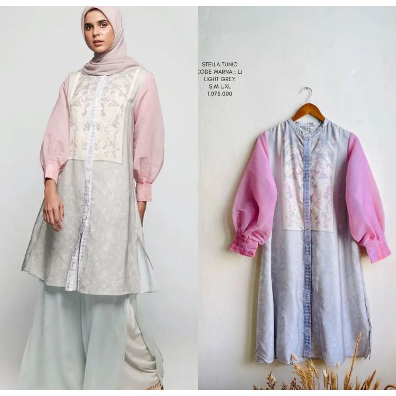 stella tunik riamiranda x Buttonscarve s size S Ld 94cm, warna ligt grey #