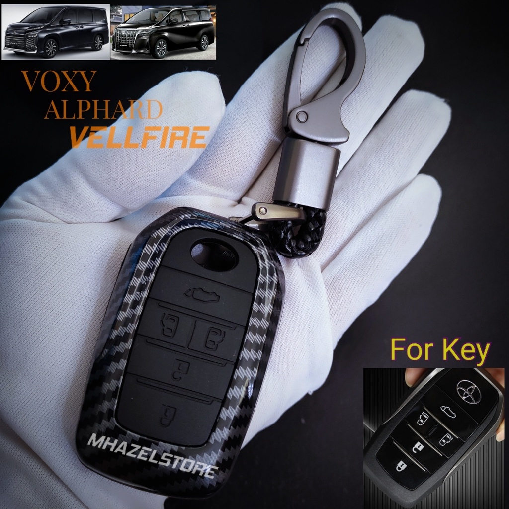 Gantungan kunci casing case cover sarung  remote Keyless Mobil Toyota voxy Alphard vellfire 5 tombol model carbon