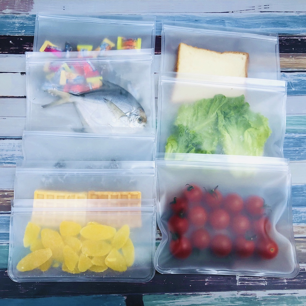 Kantong organizer makanan kulkas BPA free bisa di cuci pakai berulang kali Kantong Plastik tempat Makanan kedap udara Silicone Food Bag Ziplock resleting Reusable Ziplock Bag Silicone Food Storage Bag Leakproof Containers Fresh Bag Vegetable Fridge