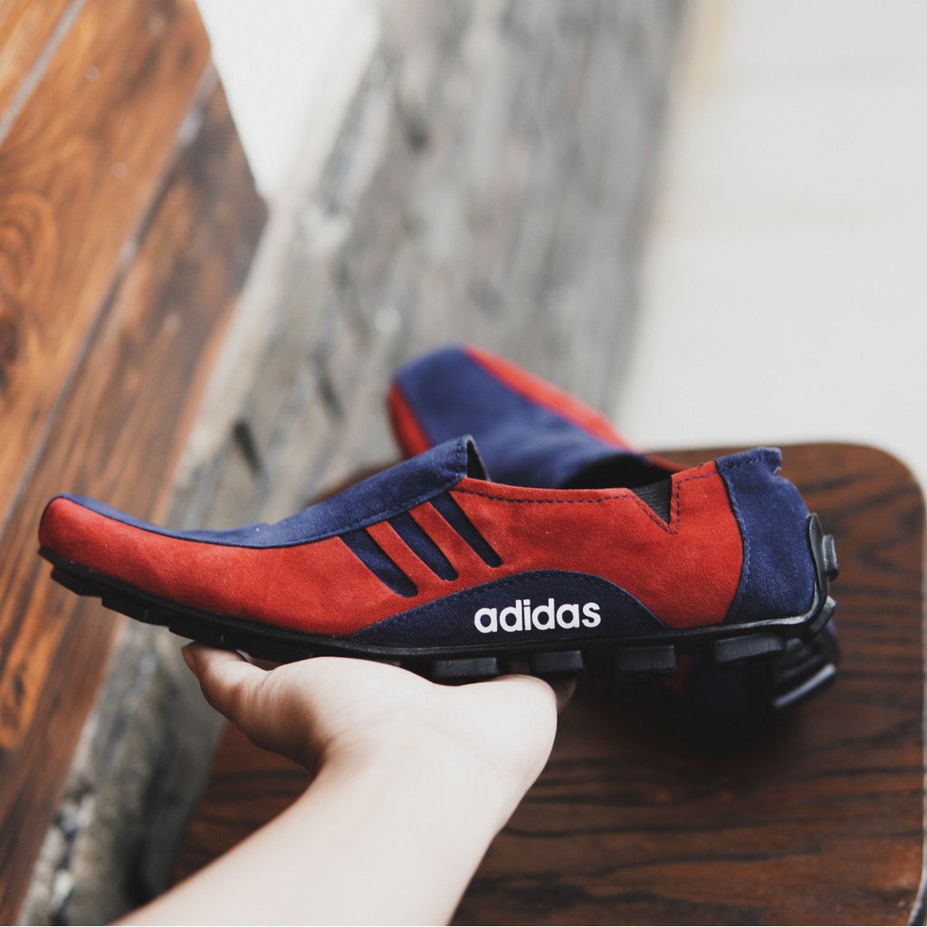 MS Shop - COD - Sepatu Keren Slipon Pria Adidas Neymar Navy Merah Slop Santai Kasual Selop Kondangan