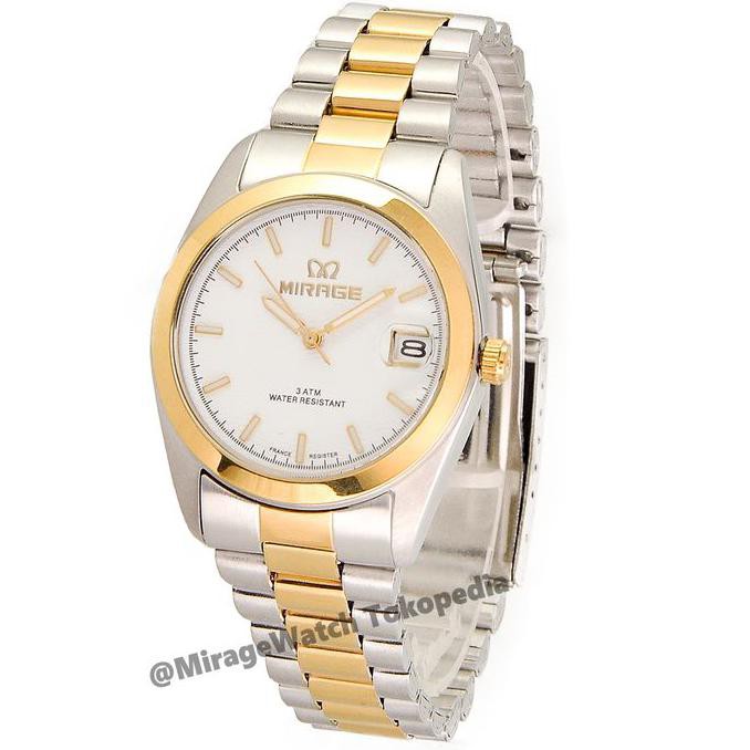 Jam Tangan Mirage Original TS195M Kombinasi Silver Gold pp