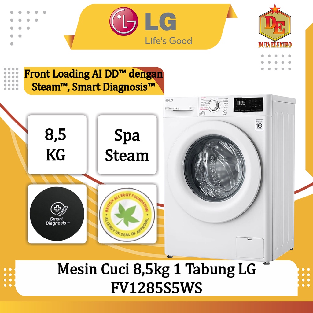 Mesin Cuci 1 Tabung 8,5kg LG FV 1285 S5WS
