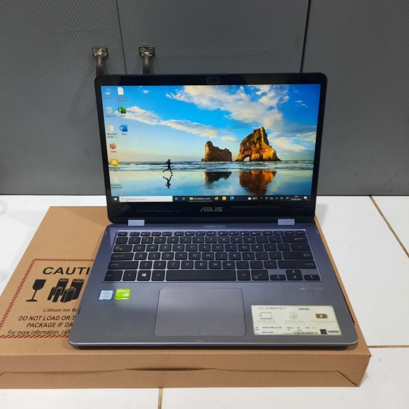 Laptop 2 in 1 Asus TP410U Cor i5-7200U Ram 8GB SSD 256GB+EMMC 60GB Tablet Touchscreen Nvdia Geforce 930MX 2GB Mulus