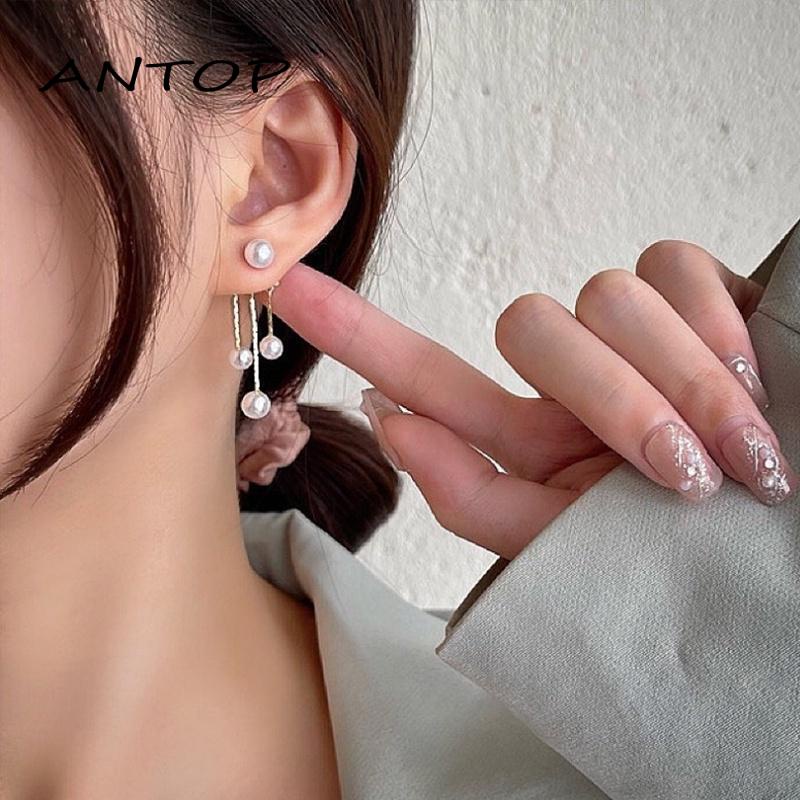 Anting Tusuk Gantung Sterling Silver 925 Hias Mutiara Untuk Wanita