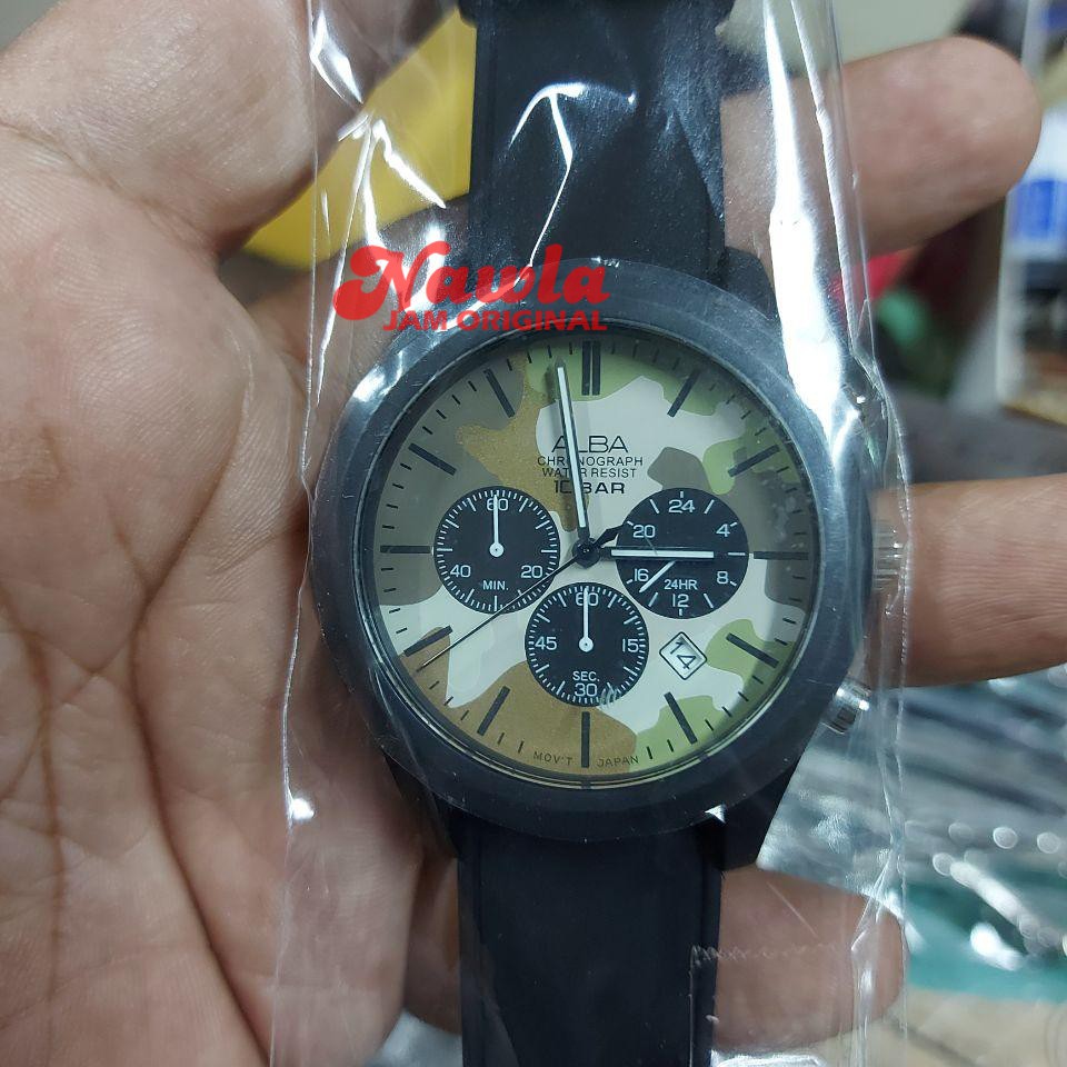 Alba Quartz AT3G49X1 Chronograph Black Rubber - Jam Tangan Pria AT3G49