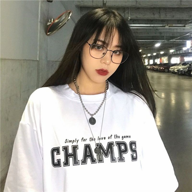 M - XXXXXL(6XL) Kaos CHAMPS BIGSIZE OVERSIZE Pria Wanita L XL 2XL 3XL 4XL 5XL Cotton Combed Korean Style T Shirt Jumbo