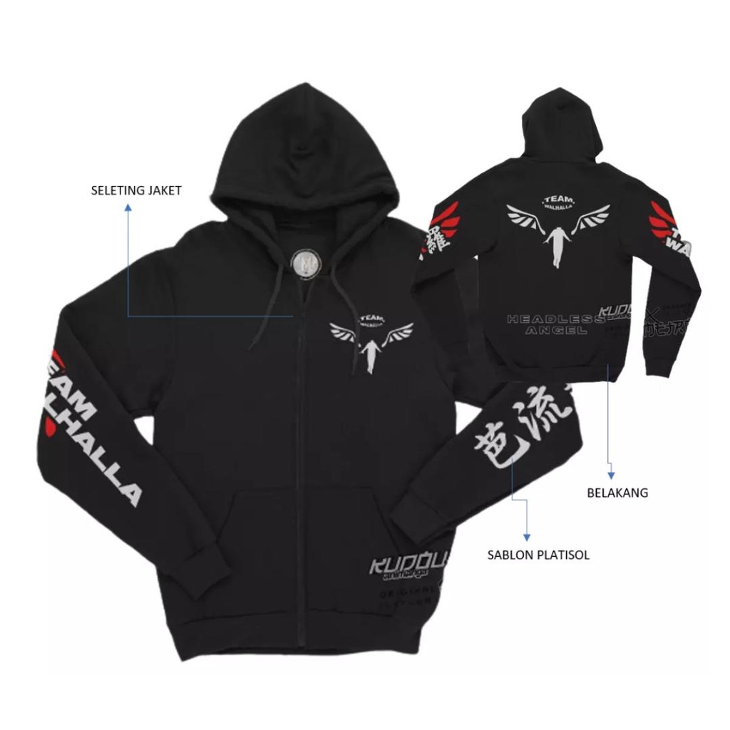 (BISA COD) JAKET HOODIE ANAK JAKET SWEATER ANAK ANIME TOKYO TEAM VALHALLA HEADLESS ANGEL