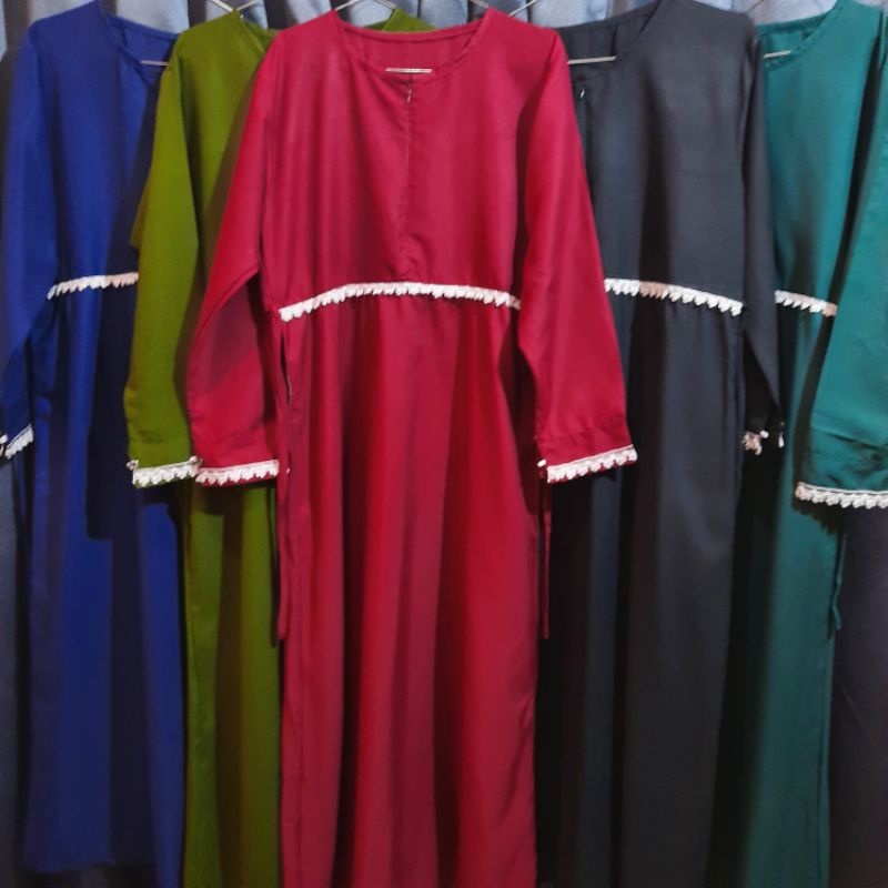 Gamis Katun Toyobo Ori Premium Renda Dada Kombinasi Bordir Muslimah Kekinian