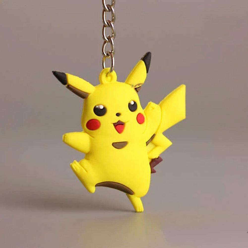 NEEDWAY Gantungan Kunci Pokemon PVC Sandshrew Charmander Bulbasaur Pikachu Key Rings