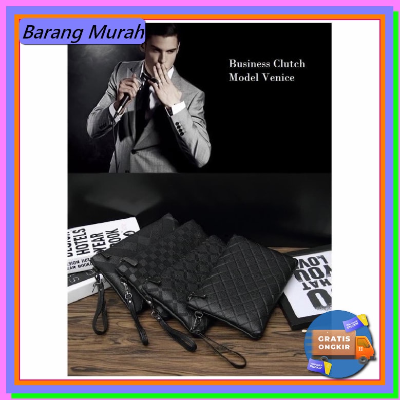 Bally Leather Clutch - Handbag Tas Tangan Pria Wanita Import Bran TQ850 W46 Business Model Venice /