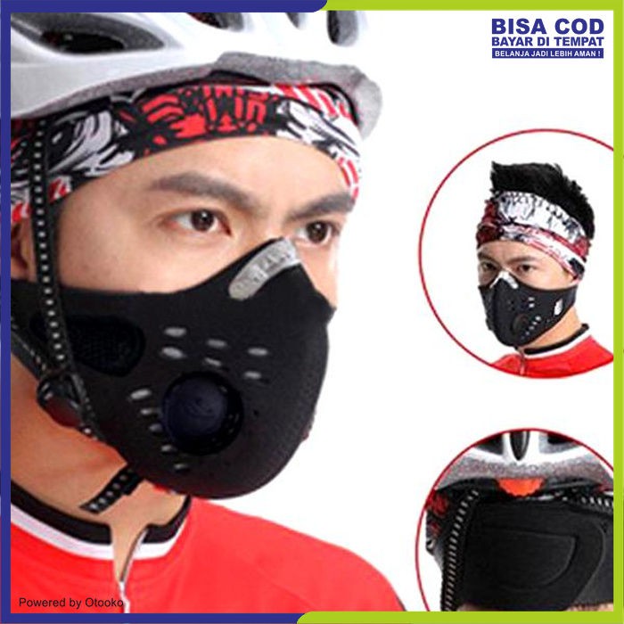 Masker motor pria fullface anti polusi pria tebal Debu Filter Respirator Safety Mask Headloop