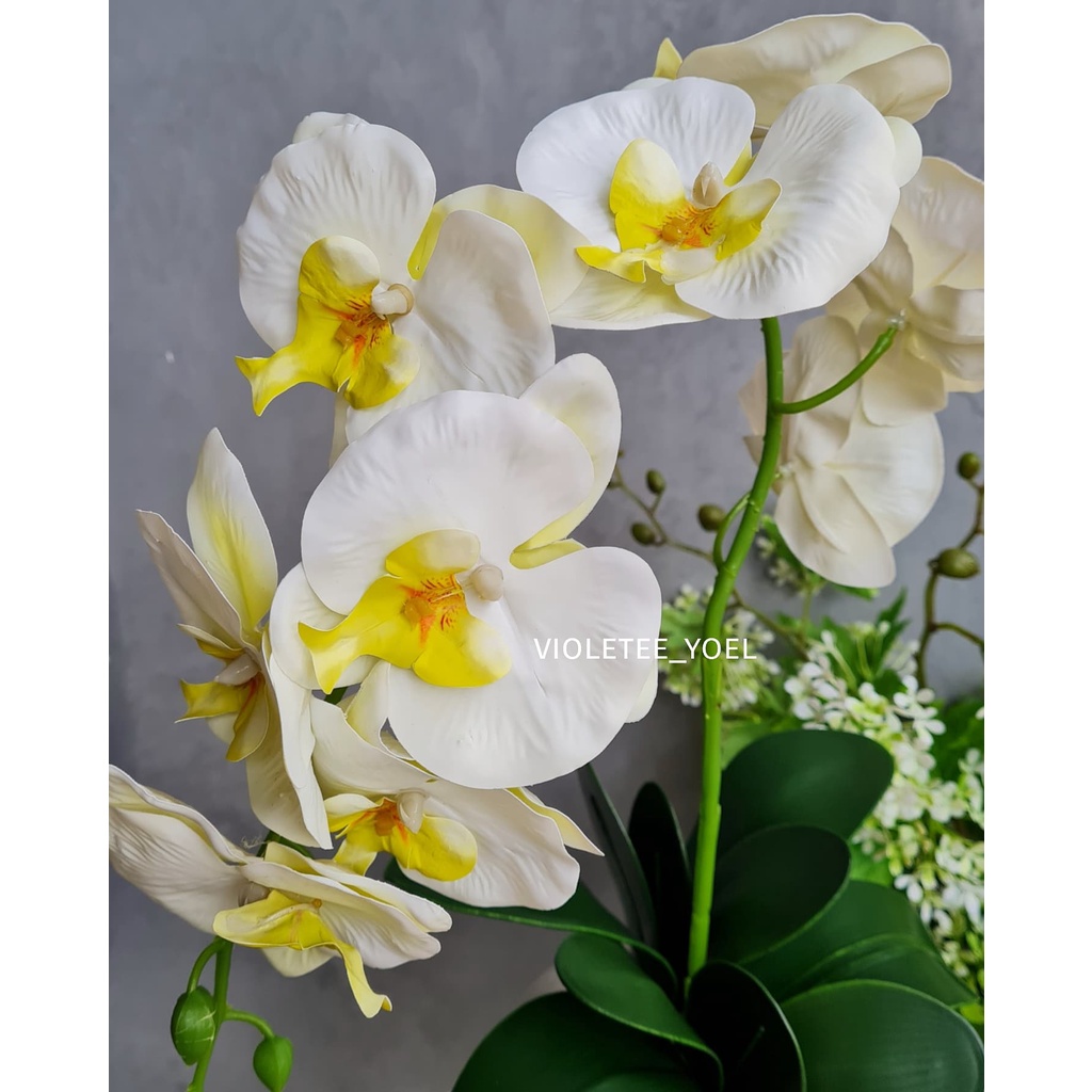 Anggrek Putih Artificial dan Pot Keramik