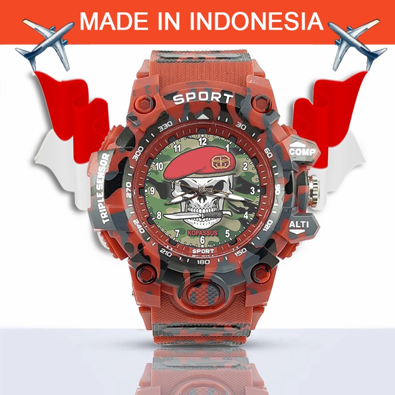 {Istimewa} Jam Tangan KOPASUS (TNI) BARET MERAH -Merah Army Water Resistant