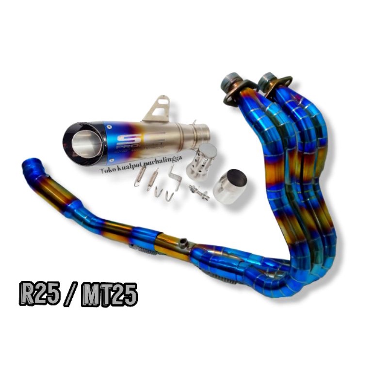 knalpot SC PROJECT S1 BLUE IMPORT TAIWAN FULLSYSTEM NINJA 250 FI NEW OLD KARBU R25 MT25 CBR250RR KAW