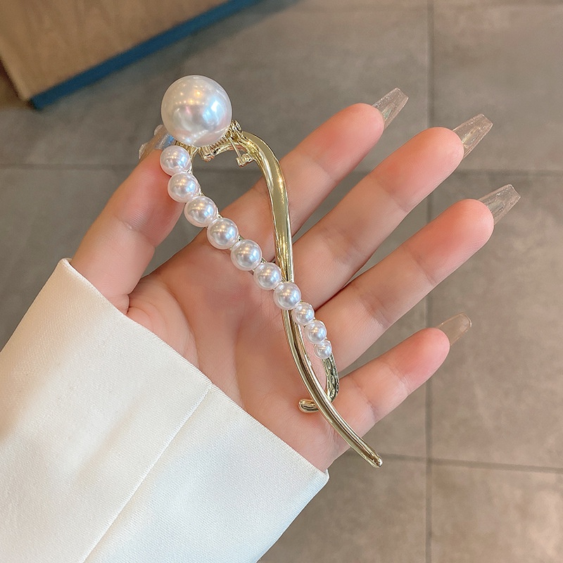 Jepit Rambut Ponytail Aksen Mutiara Imitasi Gaya Simple Untuk Wanita